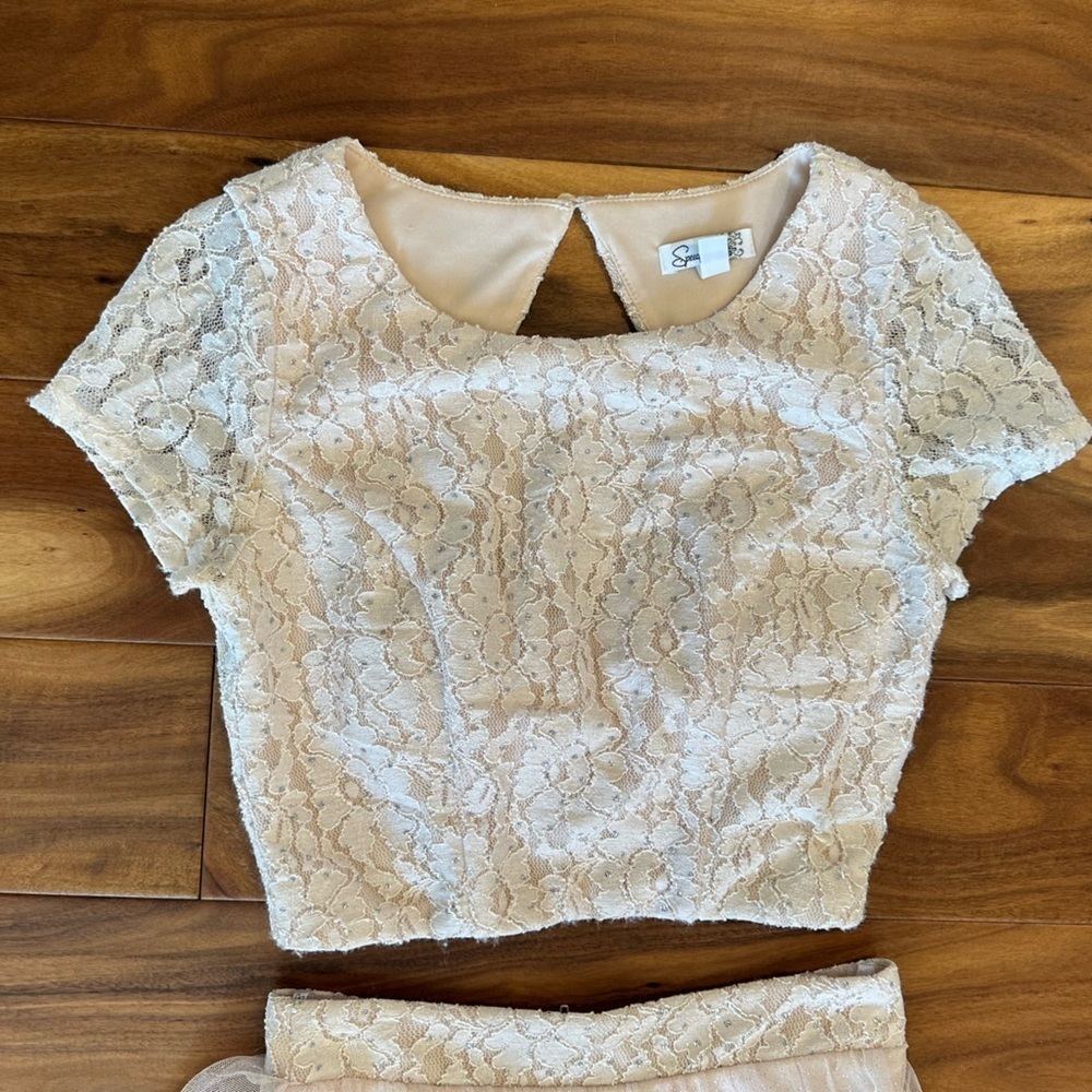 Speechless Glittery Light Pink Mini Skirt Two Piece size 5 - Picture 4 of 7